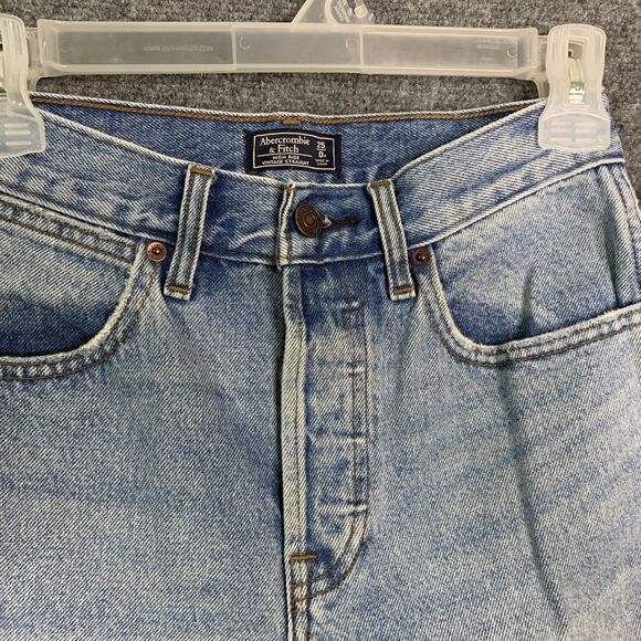 Abercrombie & Fitch High Rise Vintage Straight Jeans Sz 25 Button Fly Destroyed - Picture 4 of 16